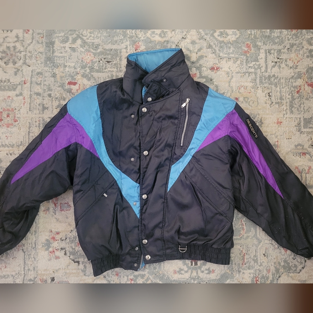 Descente Black Jacket with Blue and Purple Panels